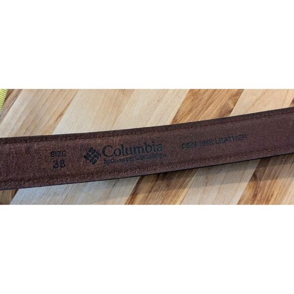 Columbia Mens Belt Genuine Leather Brown Size L (38-40) Classic - Picture 3 of 8
